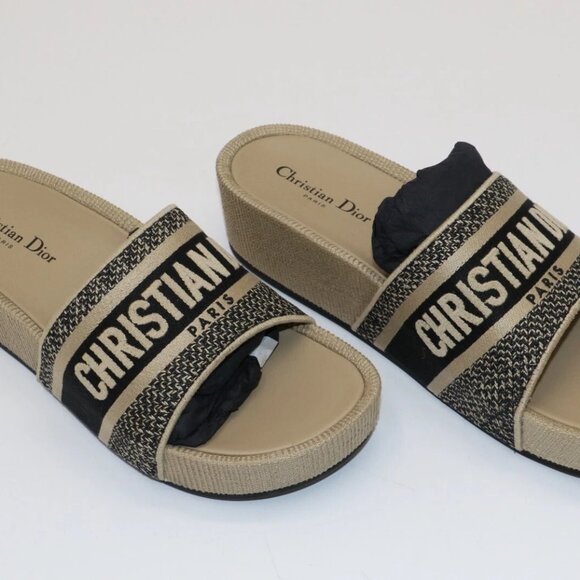 Christian Dior D-way Wedge Slides Platform Oblique Sandals Sz 42 US 12 - Picture 3 of 13